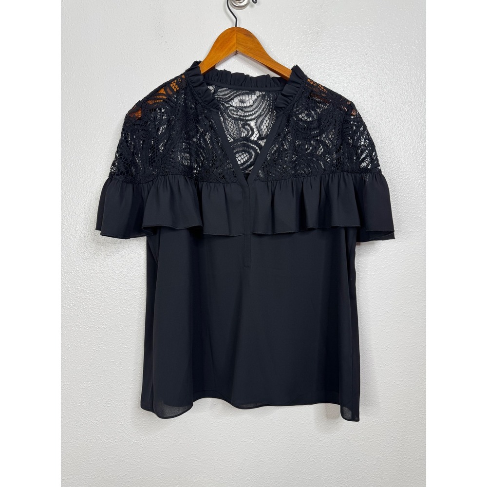 Lilly Pulitzer Black Marabella Lace Top‎ Size Large